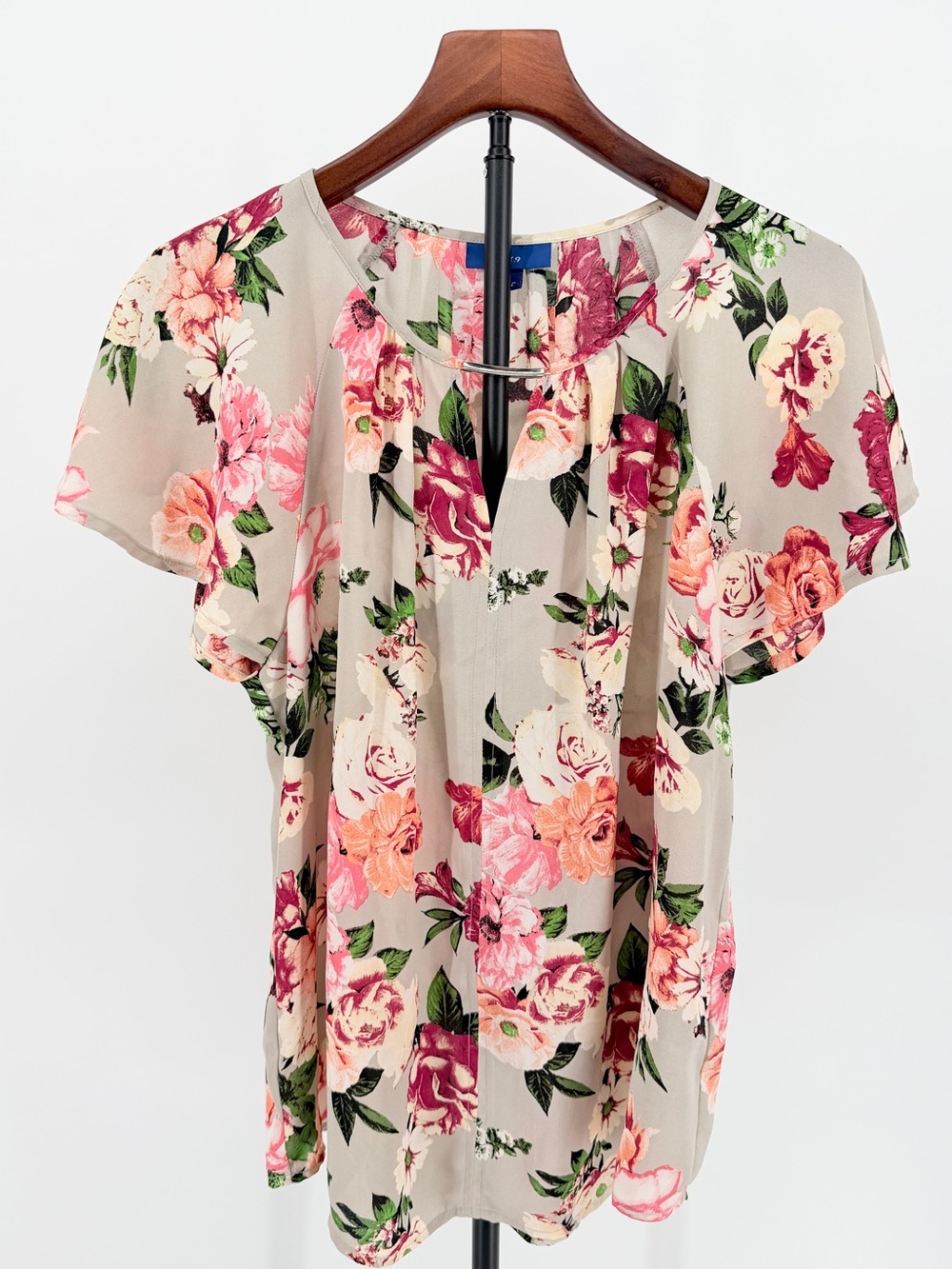 Floral Flutter Sleeve sheer Top Large Soft Romantic Coquette Garden Feminine